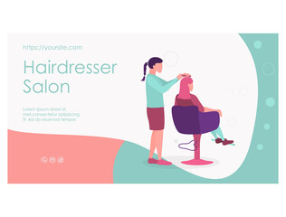 Landing page for beauty salon. flat vector illustration