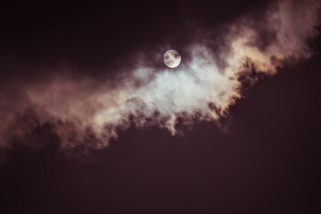 The moon on the dark sky