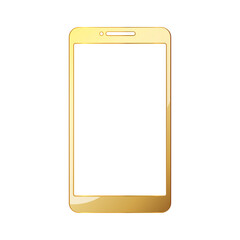 Phone icon. Gold smartphone icon. Vector illustration.
