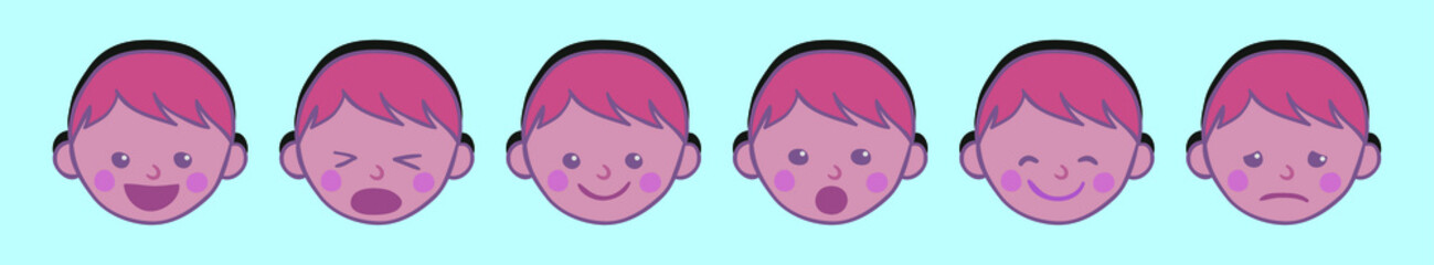 set of baby faces cartoon icon design template with various models. vector illustration isolated on blue background