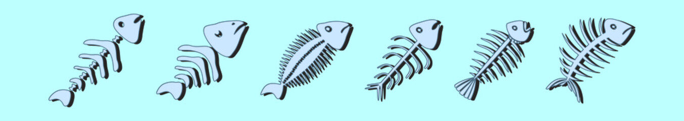 set of fish bone cartoon icon design template with various models. vector illustration isolated on blue background