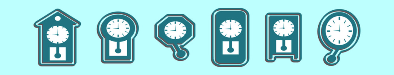 set of clock cartoon icon design template with various models. vector illustration isolated on blue background