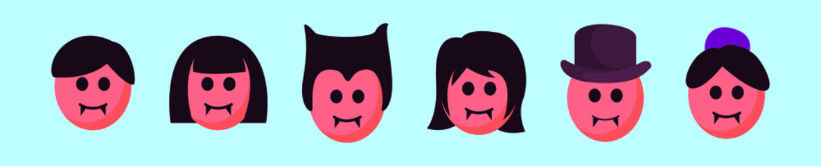 set of dracula family cartoon icon design template with various models. vector illustration isolated on blue background