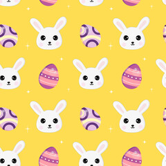 Seamless vector pattern with Easter concept.  Colorful illustration isolated on blue background. For print, t-shirt, design, wallpaper, decor, textile