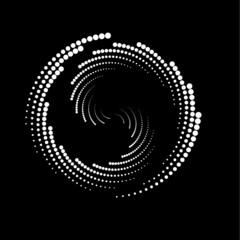 Halftone dots in Semi Circle Form .  Vector Illustration .Technology round. Moon Logo . Design element . Abstract Geometric shape .