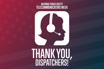 National Public Safety Telecommunicators Week. Second Week in April. Holiday concept. Template for background, banner, card, poster with text inscription. Vector EPS10 illustration.