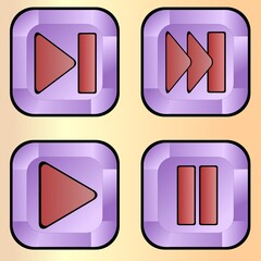 Vector illustration. A set of icons with the symbols rewind, pause, play