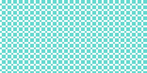Wide seamless pattern with squares, vector drawing, turquoise blue geometric background