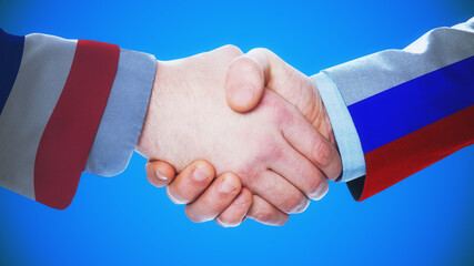 France - Russia - Handshake concept about countries and politics