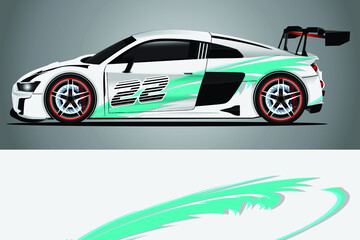 Plakat Racing Car decal wrap design. Graphic abstract livery designs for Racing, tuning, Rally car. eps 10 format 