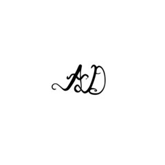 Initial AD handwritten monogram and elegant logo design