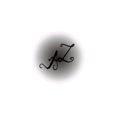 Initial AZ handwritten monogram and elegant logo design
