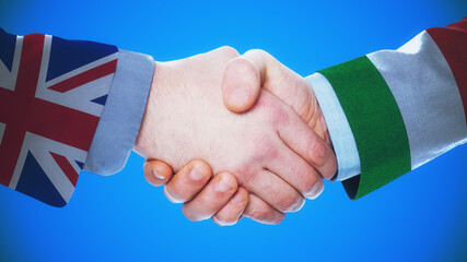 United Kingdom  - Italy - Handshake concept about countries and politics
