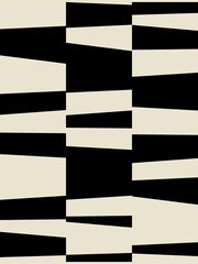 Mid century minimalist art. Simple geometric shapes in black on beige background. Inspired by retro Bauhaus style modern abstract geometric artwork. - 421212717