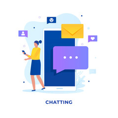 Flat design of people chatting concept. Illustration for websites, landing pages, mobile applications, posters and banners.