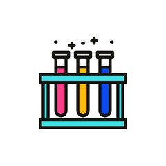 Vector illustration of chemistry test-tube (chemistry subject and school attributes) on white background. Back to school topic.