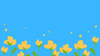 Fototapeta na wymiar Sunflowers wallpaper landscape (Skyblue Background)