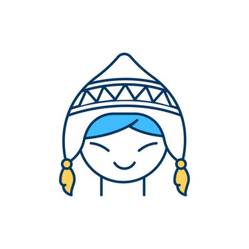 North Pole inhabitant RGB color icon. Eskimos. Arctic indigenous peoples. Chukchi, Yupik, Inuit. Extremely cold environment. Antarctic region. Ethnic, aboriginal group. Isolated vector illustration