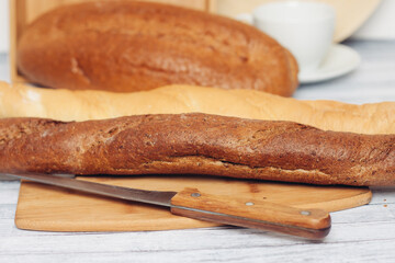 fresh baked goods on various table legs kitchen breakfast food diet