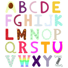 ABC set icon flat education for children. Preschool education. Funny alphabet.