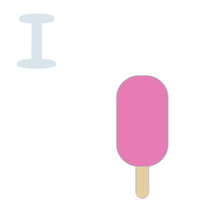 I - icecream, letter alphabet for children