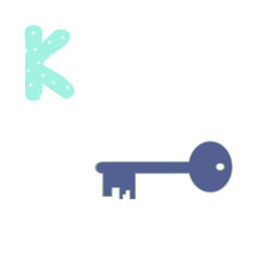 Obraz premium K - key, letter alphabet for children