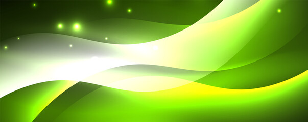 Fototapeta premium Shiny glowing neon wave, light lines abstract background. Magic energy and motion concept. Vector wallpaper template