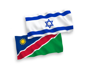 Flags of Republic of Namibia and Israel on a white background