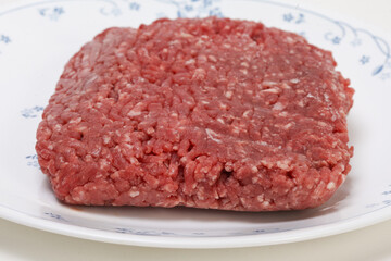Raw grounded meat on plate