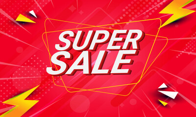 super sale concept horizontal banner template design. super sale vector illustration.