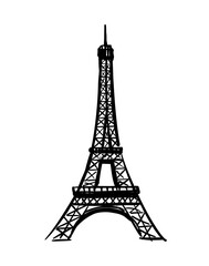 Fototapeta na wymiar Sketch of Eiffel Tower. Romantic symbol in France. Sightseeing landmark.