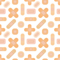 Seamless pattern with medical plasters. Medical patch pattern. Flat vector illustration