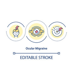 Ocular migraine concept icon. Vision loss and blindness in one eye idea thin line illustration. Symptoms and examination. Vector isolated outline RGB color drawing. Editable stroke