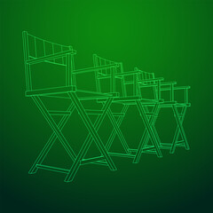 Director movie workplace chair. Wireframe low poly mesh