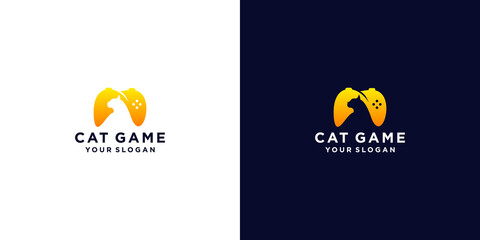 cat game logo design vector