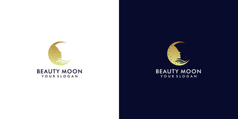 beauty moon face logo design