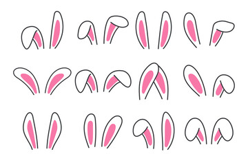 Vector flat variety of rabbit ears For decoration at a children's party on Easter.