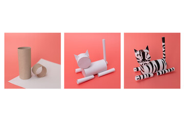 handmade craft for kids, white cat or tiger