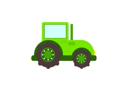 green tractor, vector illustration on a white background 