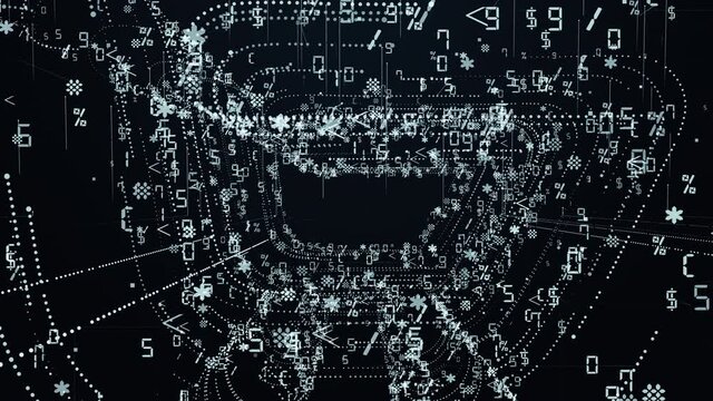 Abstract virtual sign of an online shopping cart. Digital presentation symbol of internet commerce and shopping.