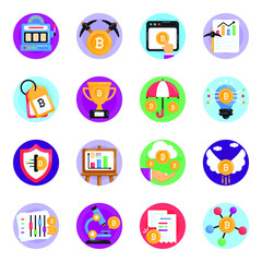 
Set of Bitcoin Technology Flat Icons

