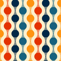 Retro seamless pattern design - colorful nostalgic repeat background for textile, wallpaper, and wrapping paper - 421225993