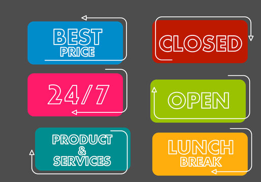 Shopping and sevices color banners - Vector