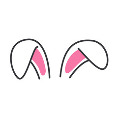 Vector flat variety of rabbit ears For decoration at a children's party on Easter.