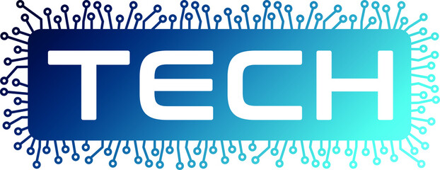Technology Logo Design Illustration High Tech Blue Computer Circuit Board Modern