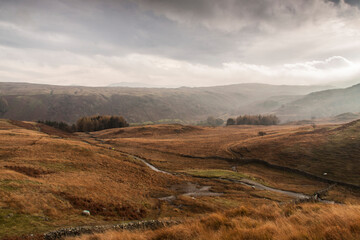 dramatic autumn  landscape image taken in Lake District , Cumbria