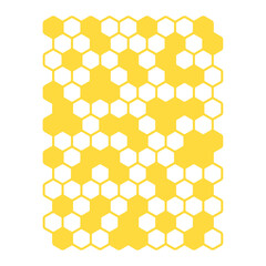 A beautiful yellow hexagonal honeycomb grid vector with honey dripping on the ground.