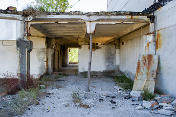 Chyhyryn Nuclear Power Plant. The building of the abandoned Ukrainian nuclear power plant Chigirinskaya. The ruins of buildings and structures. © Deniz