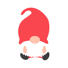 Dwarf gnomes wear red dresses and hats celebrating Christmas in winter.