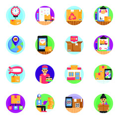 
Pack of Shipping Flat Rounded Icons 

